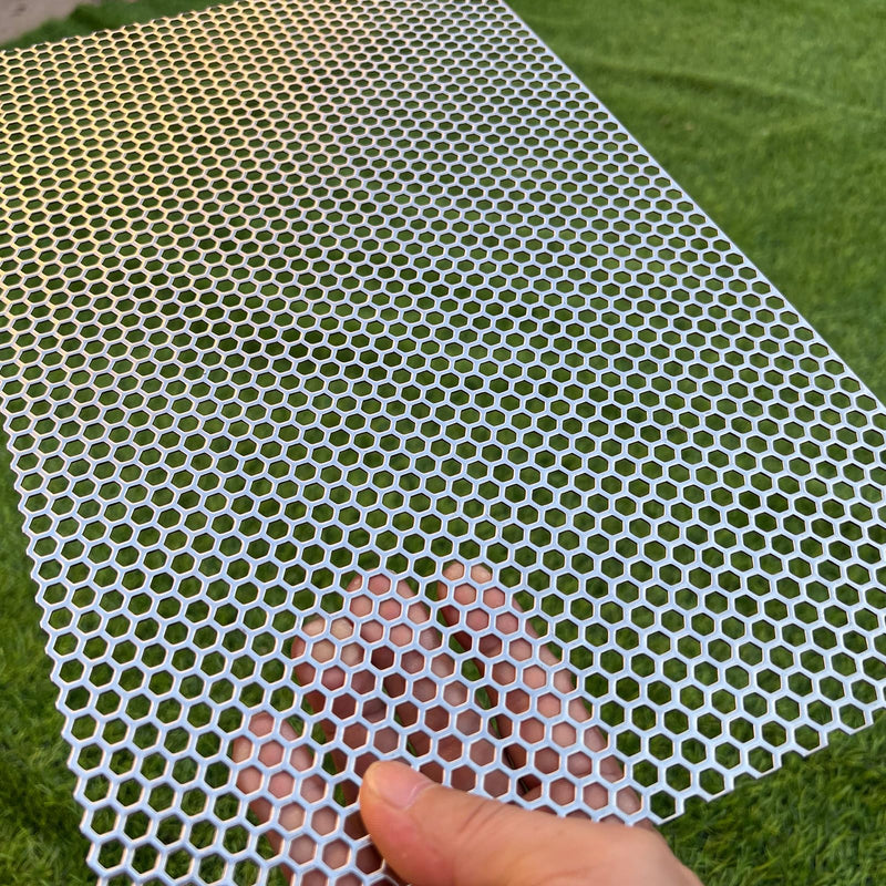 Perforated Metal Sheets 16"x10" 19 Gauge Expanded Metal Mesh Opening Hexagonal Hole 1/4" (About 6mm) Perforated Stainless Steel Sheet 304 Stainless Steel Mesh Screen Panel Decorati Plate 16"x10" Hexagonal Hole 6mm