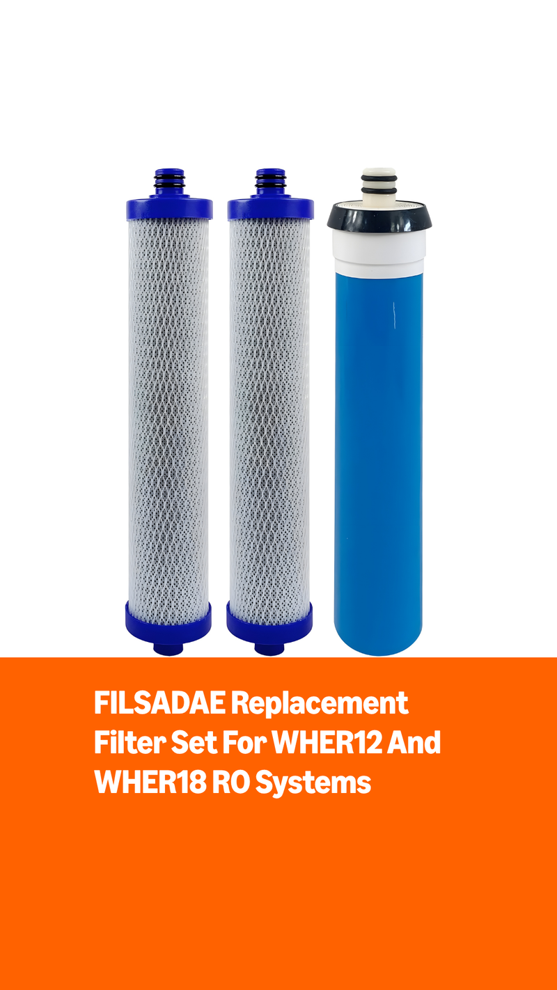 Replacement Filter Set With Membrane compatible for WHER12 and WHER18 Reverse Osmosis System Replacement Filter Set With Membrane