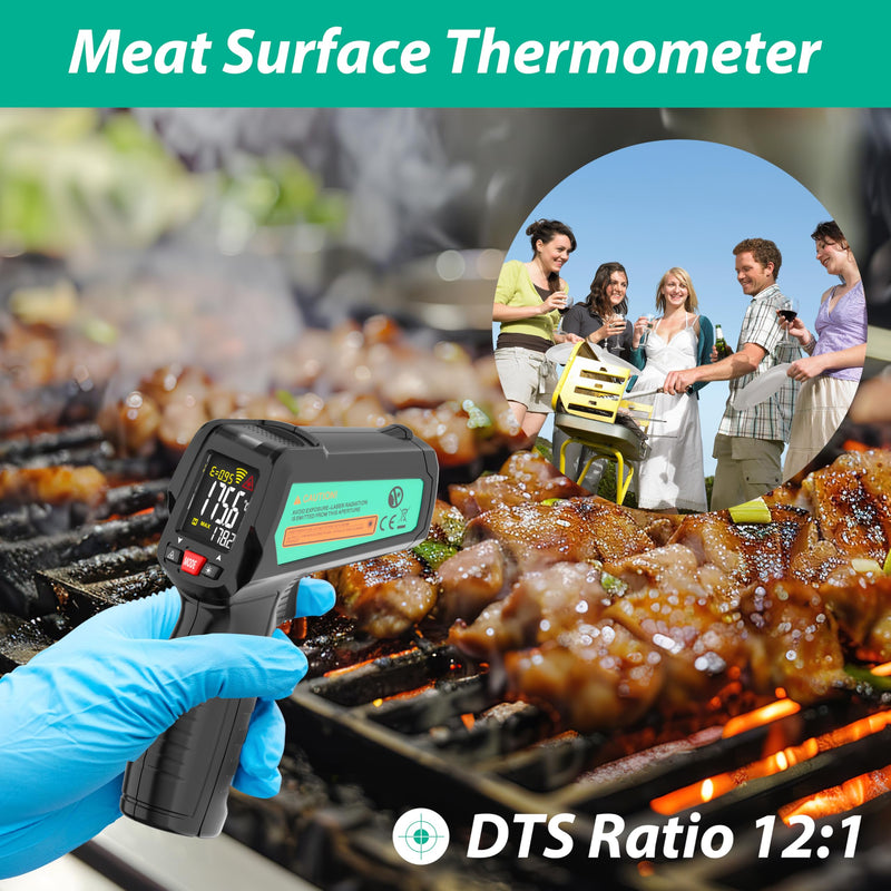 [Australia - AusPower] - Infrared Thermometer, Laser Temperature Gun Adjustable Emissivity Max Measure, Non Contact Surface Outdoor Heat Gun, Digital IR Temp Gun for Food, Cooking, BBQ, Pizza Oven, Reptile 