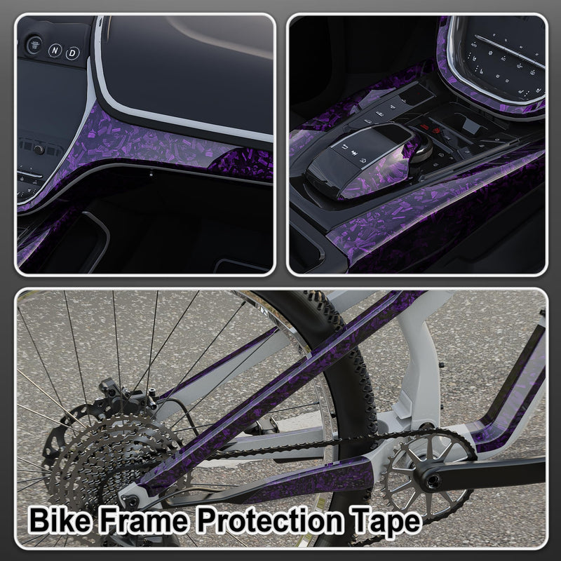 Lypumso Gloss Forged Carbon Fiber Vinyl Wrap Tape 6" x 20ft - with Tool Kit for Chrome Delete, Door Sill Protector, Car Trim Blackout DIY Auto Detailing (Purple) Purple 6inch x 20ft