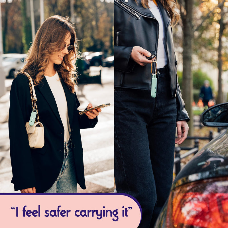 [Australia - AusPower] - Vantamo Personal Alarm for Women - Extra Loud Double Speakers, First with Low Battery Notice with Strobe Light, Rechargeable - Safety Alarm Keychain Teal 