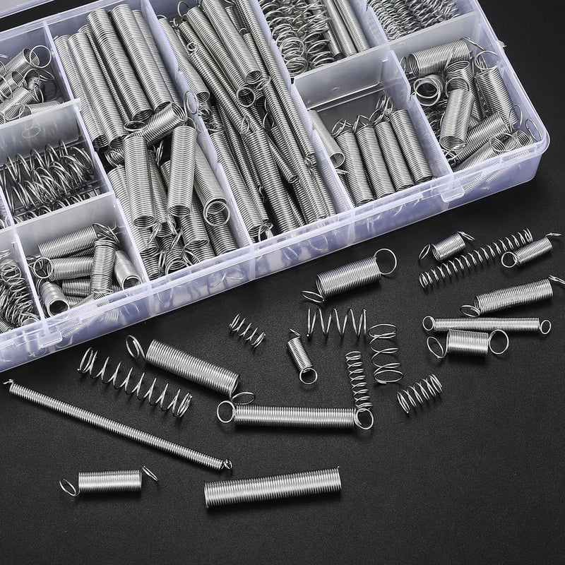 [Australia - AusPower] - 210 Pcs Spring Assortment Kit, Compression and Extension Springs, Zinc Plated Steel Wire Springs Repair Set for Home Repairs Tool, 20 Kinds Sizes 