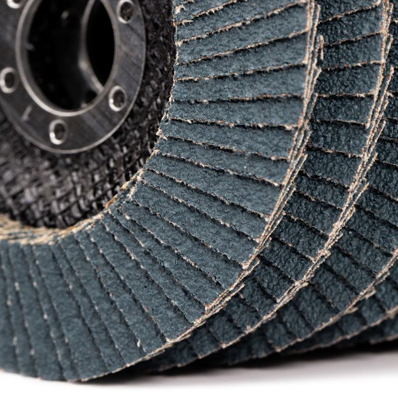 [Australia - AusPower] - Woltersberger® Set of 8 stainless steel flap discs, diameter 125 mm, grain size P40, P60, P80, P120, blue for stainless steel, metal/steel, wood, zirconium coround sanding mop slat discs Set 125 mm zircon 