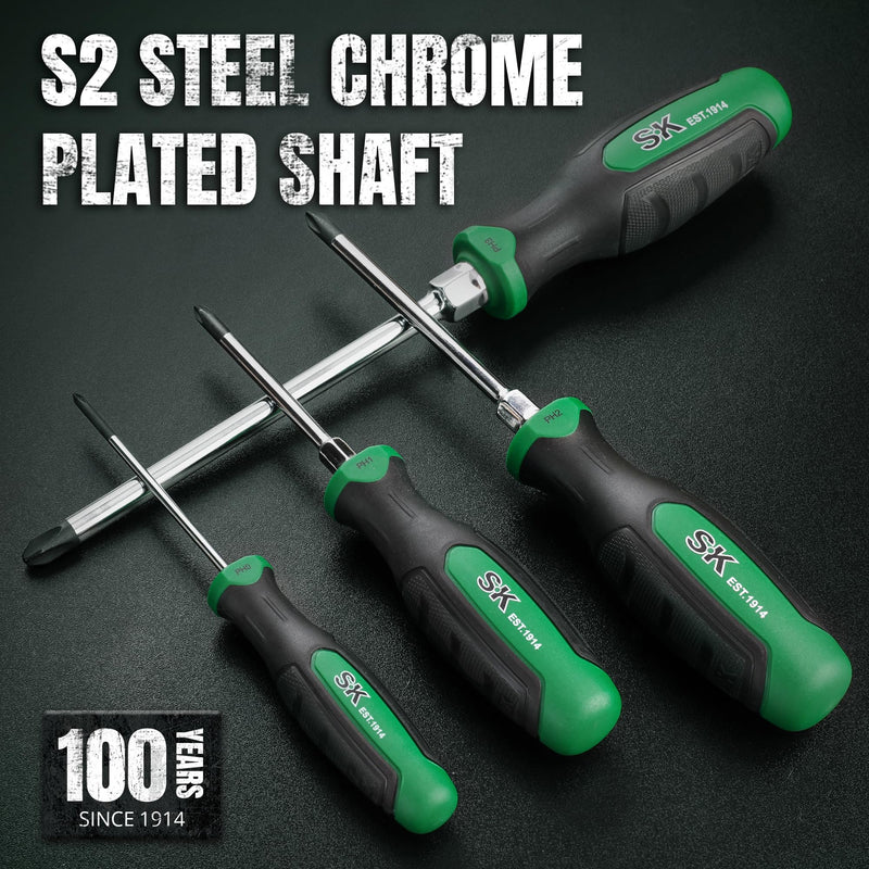 [Australia - AusPower] - SK 5-Piece Phillips Screwdriver Set, Magnetic Screwdriver Set, S2 Steel, SureGrip Handle 