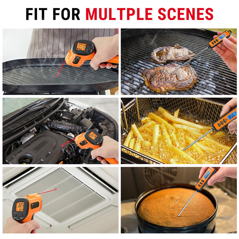 [Australia - AusPower] - 3-in-1 Bundle! Get 1 ThermoPro Temperature Gun, Infrared Thermometer Gun+Instant Read Meat Thermometer Digital 