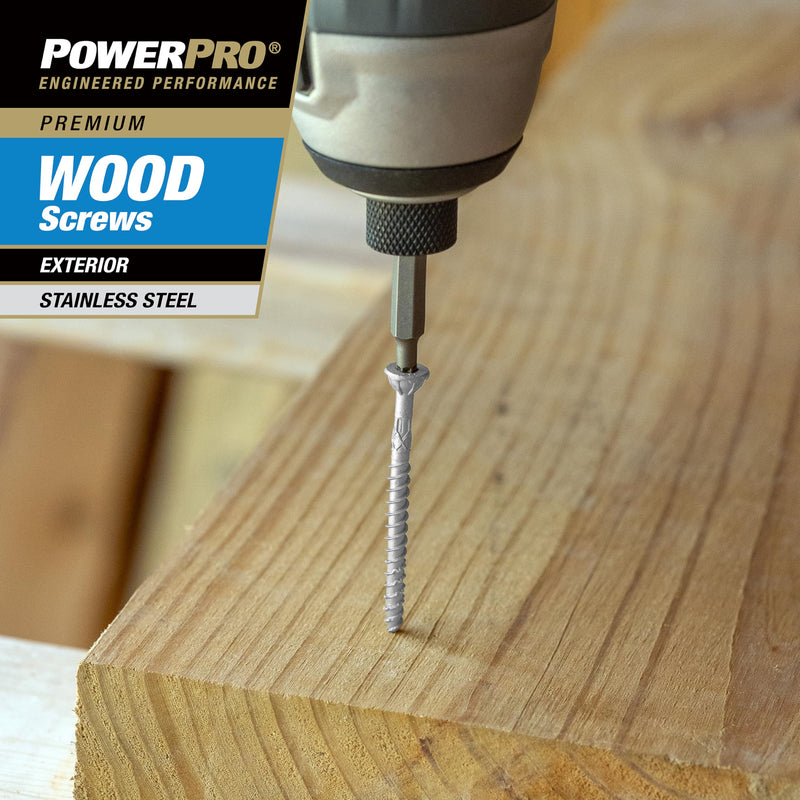 Power Pro Premium Exterior Wood Screws, #10 x 3 Inch All-Purpose Deck Screws for Outdoor Projects, T-25 Star Bit Included, Silver, 66 Pieces | 48623V4 #10 x 3"