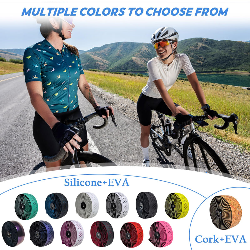 Road Bike Handlebar Tapes, Mirage Purple Bicycle Bar Tape with High Stain Resistance Silicone Surface, Shock Absorbing EVA Bike Grip Tapes for Handlebar (Set of 2, Purple)