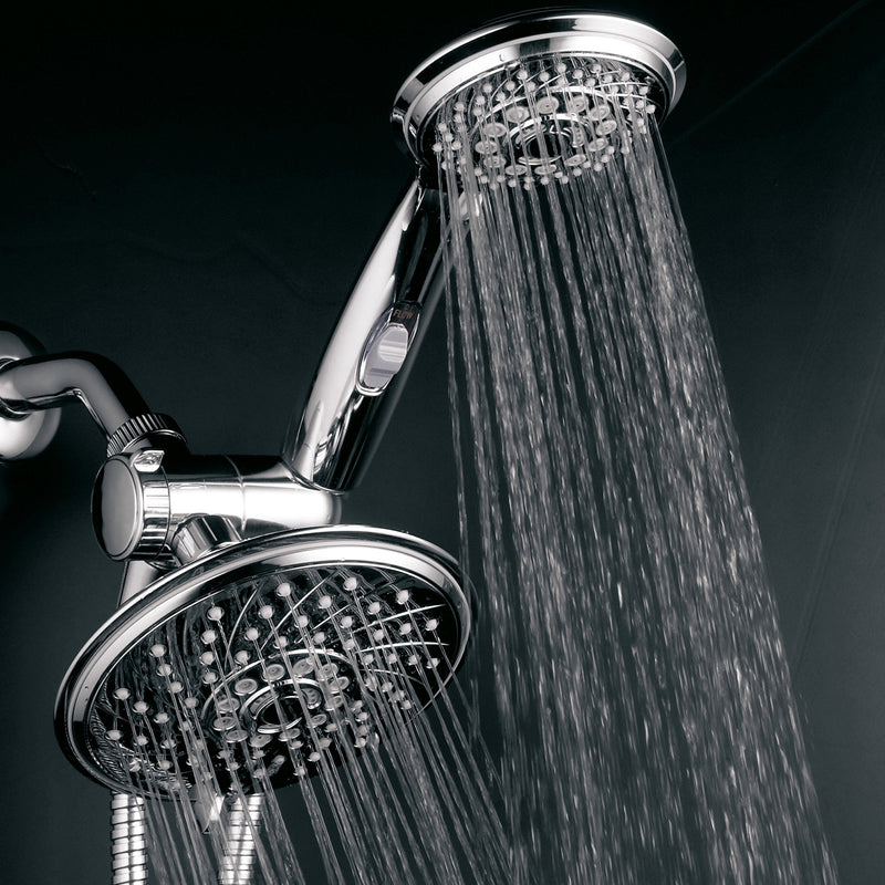 HotelSpa - Shower Heads with Handheld Spray - High Pressure Shower Head - 6 Inch Showerhead, 4 Inch Handheld Shower Head - 2-in-1, 30-Setting Shower Heads, 5-to-7 Foot Shower Hose, Showerspa (Chrome) 7 ft Hose Chrome