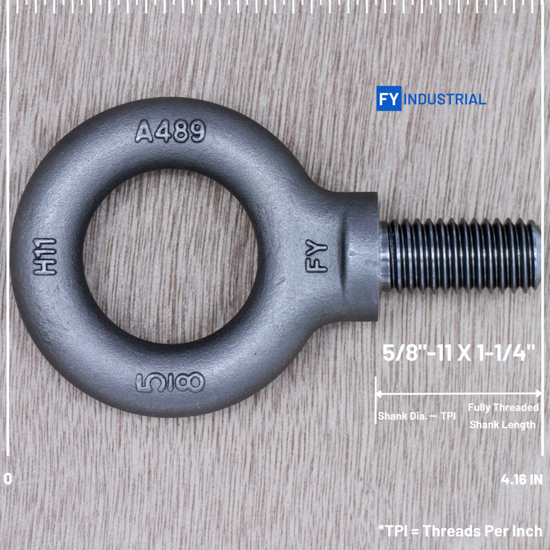[Australia - AusPower] - 2 Pcs Lifting Shoulder Eye Bolt 5/8" 5/8"-11 X 1-1/4" Self Colored 2 
