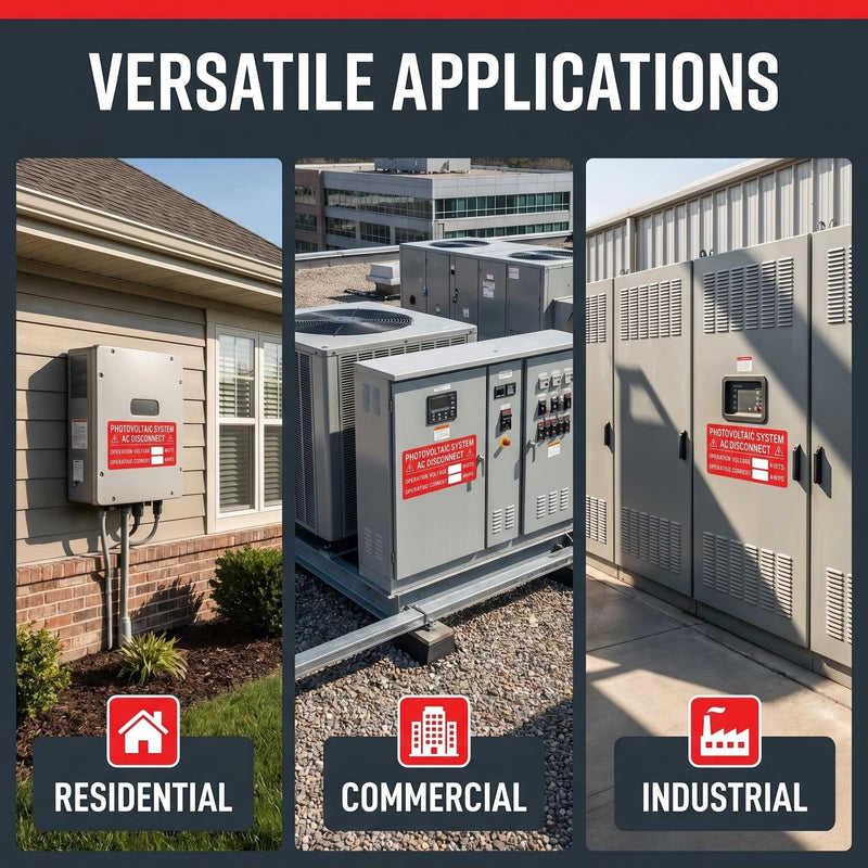 30X Solar Labels Pack - Photovoltaic System AC Disconnect - Operating Current AMPS - UV Resistant Vinyl(4"X 2")