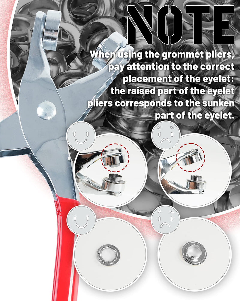[Australia - AusPower] - 150Pcs 1/2 Inch Grommet Tool Kit, Leather Hole Punch Pliers, Grommets Kit with 150 Metal Eyelets in Silver for Leather, Shoes, Fabric, Belts 