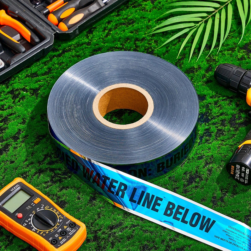 Pangda 2 Rolls 1000 Feet Detectable Safety Tape 5 Mil Underground Detectable Warning Tape for Construction Sites Road Repairs(Caution Buried Water Line Below,3 Inch,Blue) 3 Inch Caution Buried Water Line Below Blue