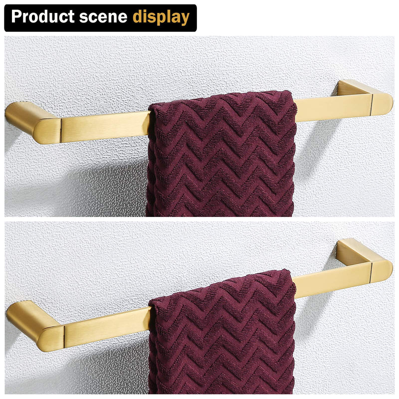 RANDOM Brushed Gold Towel Bar Rack Holder Rod 18 inch Hand Towel Holder for Bathroom Kitchen Hardware Accessories Wall Mount Contemporary Hotel Style 96026-2-18BG 18 Inch (1 Piece)