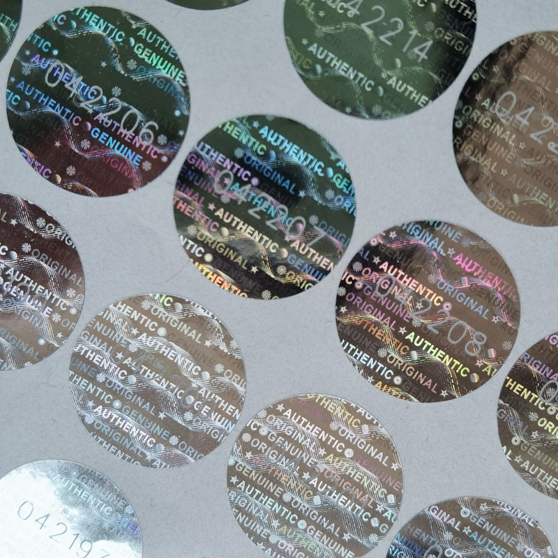 0.79 inch Silver High Security Tamper Evident Seal Warranty Void Original Genuine Authentic Hologram Labels/Stickers w/Unique Sequential Serial Numbering Tamper Proof Stickers(500) 0.79in 500pcs