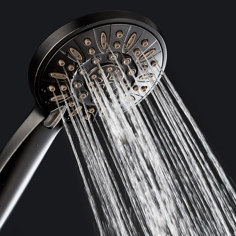 AquaDance High Pressure 6-Setting Oil Rubbed Bronze 4" Handheld Shower with Hose for the Ultimate Shower Experience! Officially Independently Tested to Meet Strict US Quality & Performance Standards 2.5 Gallons Per Minute