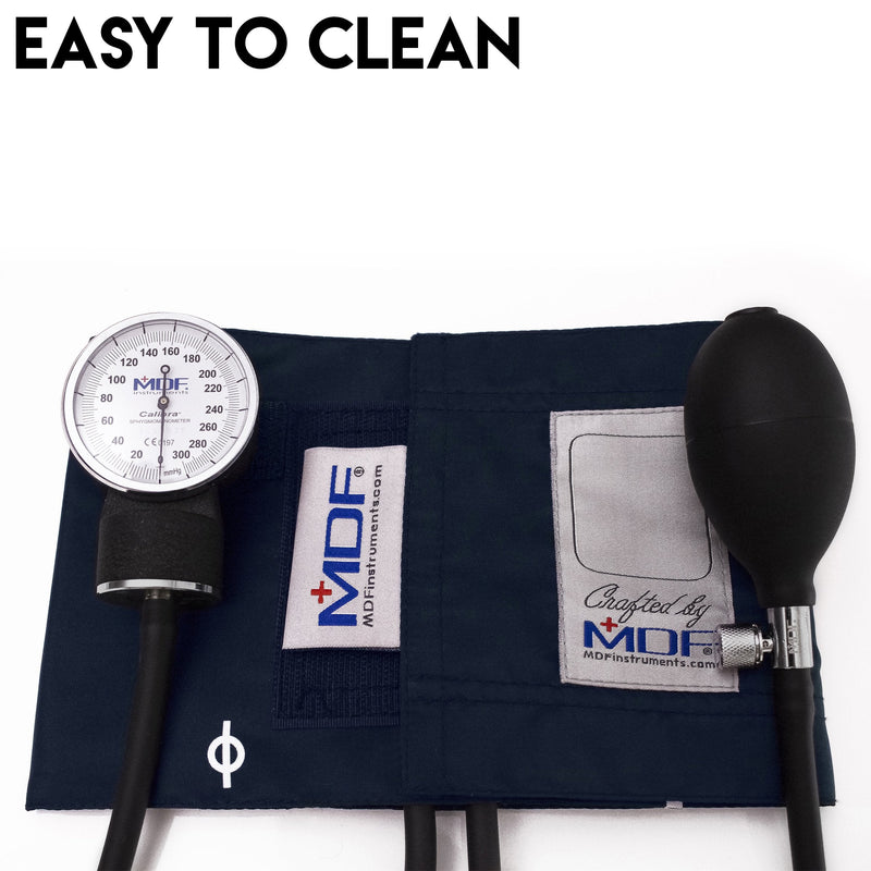 [Australia - AusPower] - MDF Instruments Calibra Aneroid Premium Professional Sphygmomanometer + MDF Latex-Free, Large Adult Replacement Blood Pressure Monitor Cuff - Double Tube 