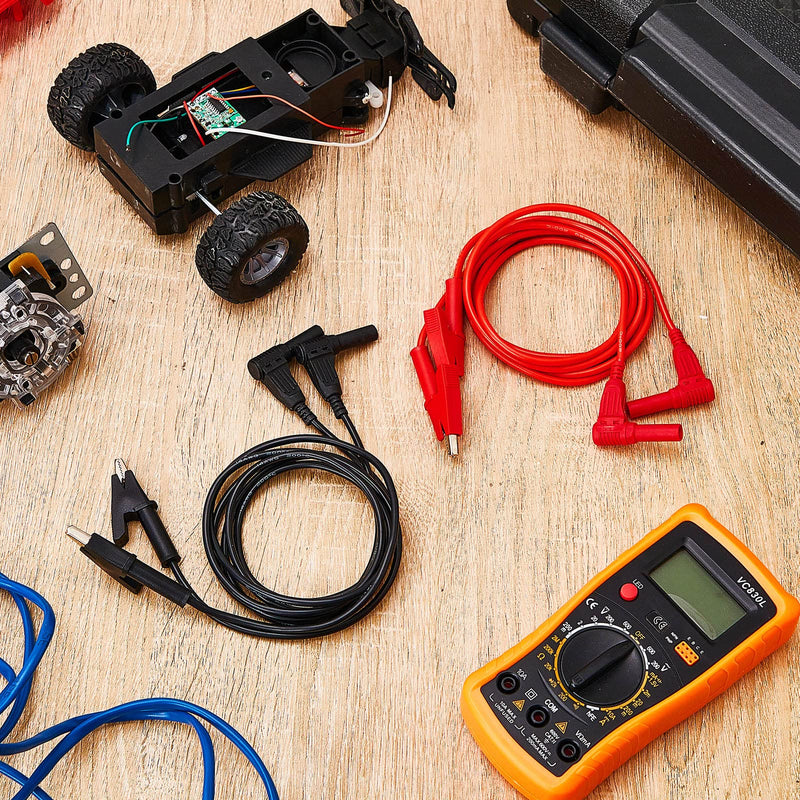 [Australia - AusPower] - 4 Pcs 14 Gauge Banana Plug to Alligator Clip Test Lead Multimeter Test Leads Wire Cable Set Soft Silicone Test Cable Wires for Electrical Testing, 3 ft Long 