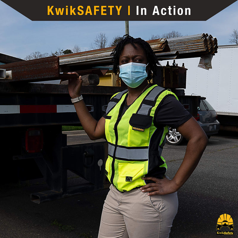 KwikSafety - Charlotte, NC - RoadBOSS Economy & Premium Safety Vest for Women [SNUG-FIT] Class 2 ANSI Tested OSHA 1 Pack Medium Yellow