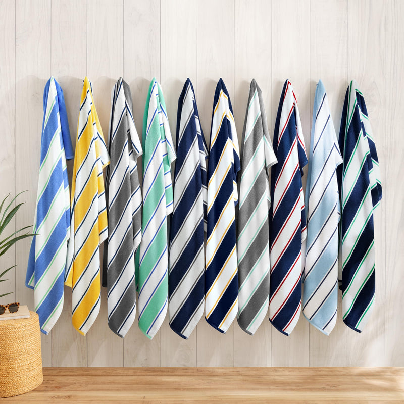 Aston & Arden Striped Beach Towel - Oversized 35 x 70 Soft Plush Thick Cotton, 600 GMS Heavy & Luxury for Pool Chairs, Resort, and Hot Tub, Navy/Red 1