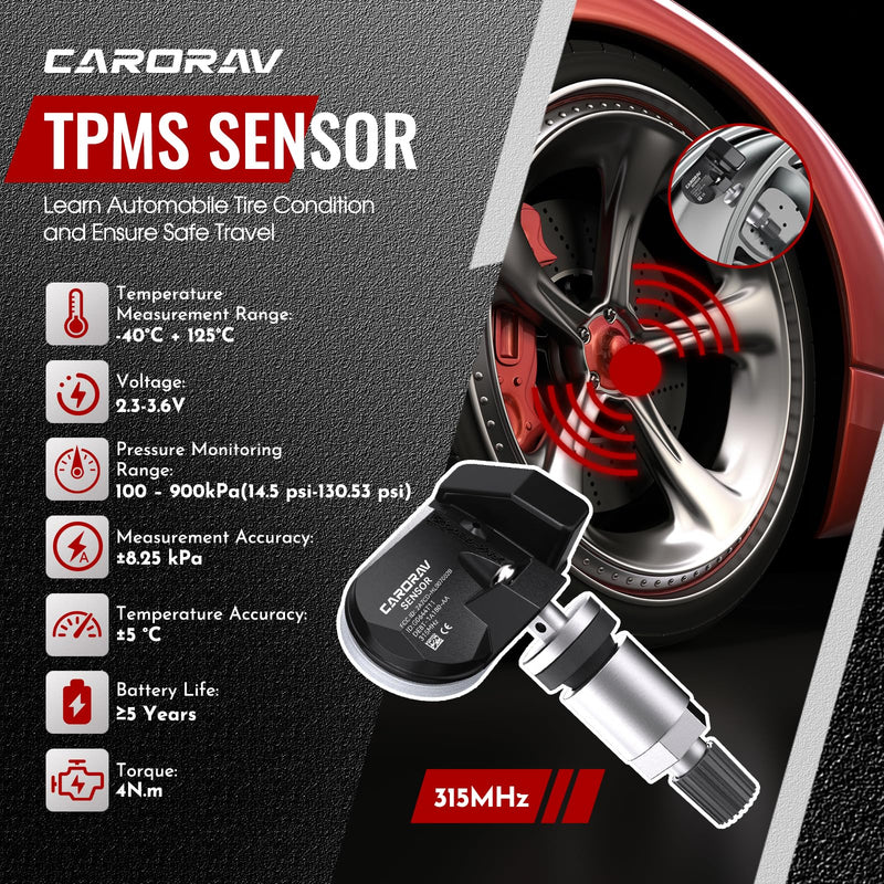 Pre-programmed TPMS Sensor Tire Pressure Monitoring System Sensor Compatible for Ford Lincoln Models, F150, F250,F350, Mustang, Focus, Flex, Fiesta, Fusion, Ranger, Transit, MKC, MKZ, 4-Pack, 315MHZ 4 PCS