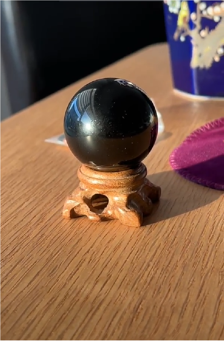 Mina Heal Obsidian Crystal Ball for Fengshui Ball, Meditation, Crystal Healing, Divination Sphere, Home Decoration, 100% Natural and Genuine 55 mm