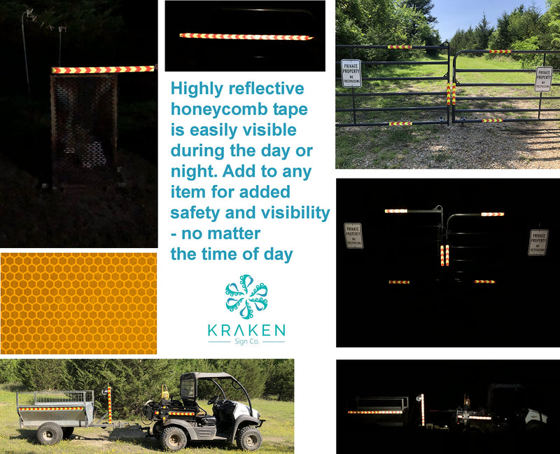Reflective Tape with Extra Strong Adhesive. High Visibility - Red & Yellow Arrows, Industrial Heavy Duty Marking Tape. Waterproof Reflective Outdoor Safety Tape (2" x 150 FT)