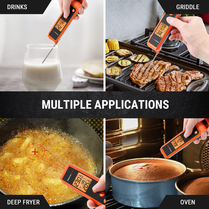[Australia - AusPower] - ThermoPro TP420 2-in-1 Instant Read Thermometer for Cooking, Infrared Thermometer Cooking Thermometer with Meat Probe, Non-Contact Laser Meat Thermometer for Griddle Grill Pizza Oven HVAC Pool IR Thernometer with Meat Probe 