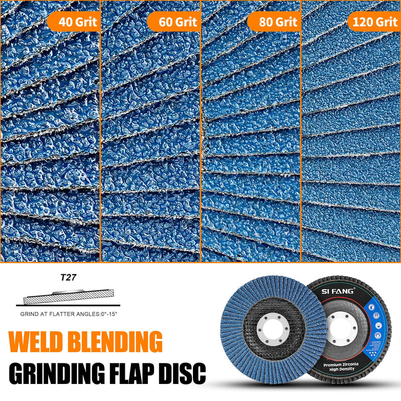 Pack of 10 Flap Discs Diameter 115 mm x 22 mm Grain 120 Sanding Discs T27 Lamellar Discs for Angle Grinder Polishing Machine | Aluminum oxide, grinding disc, metal stainless steel, flap disc pack of 10, grain 120