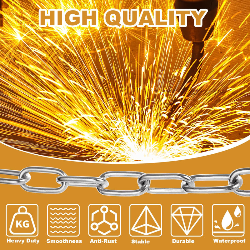 [Australia - AusPower] - 8M 304 Stainless Steel Chain, 1/8In × 26.25Ft Heavy Duty Chain Links 3mm Small Metal Chain Link Chain for Plants, Camping, Clothes & Mirror Hanging, Pet Dog, Bird Feeder Planters Signs 