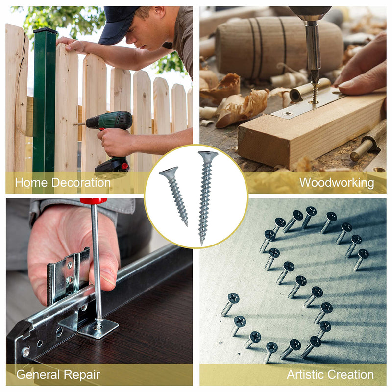 [Australia - AusPower] - High Hardness Wood Screws Assortment Kit, 209 pcs, Phillips Drive Flat Head, Wood Screws, Screws, Drywall Screws, Assorted Screws, Screws Set, 6 Sizes (2”,1-1/2”,1-1/4”,1”,3/4”,1/2”) 209 Screws 