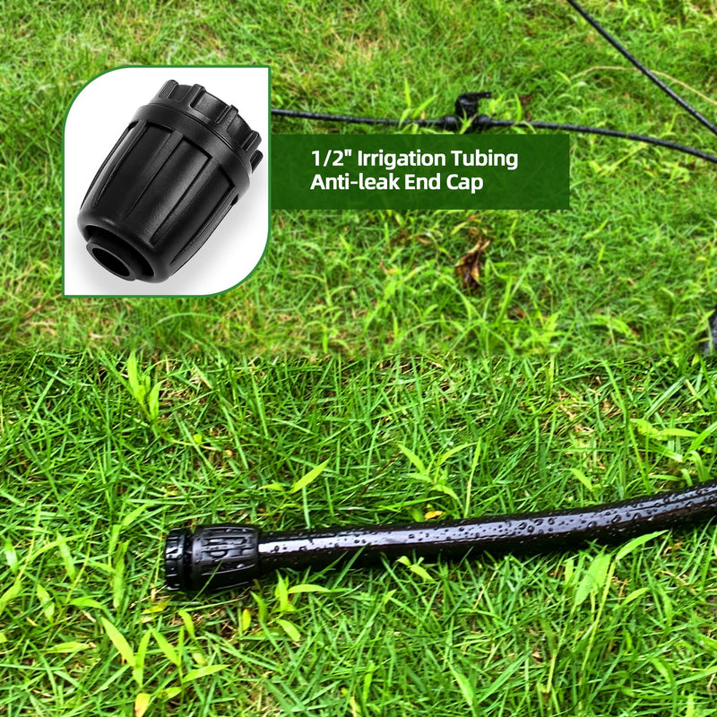 [Australia - AusPower] - 10 Pack 1/2 Inch Drip Irrigation Fittings End Caps for 1/2 Inch Drip Irrigation Tubing (0.52" ID x 0.60"-0.63" OD), Anti-Drop 1/2'' Drip Line Barbed Locked End Plugs Nuts Connectors 10PCS 1/2" Drip Irrigation Tubing End Caps 