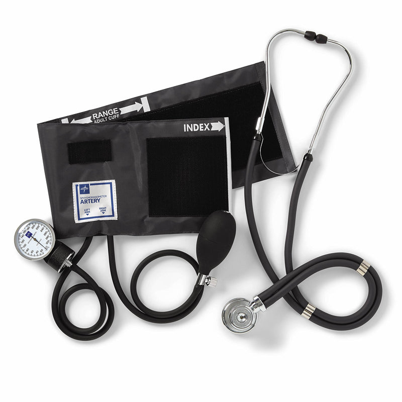 [Australia - AusPower] - Medline Compli-Mates Professional Aneroid Sphygmomanometer and Sprague Rappaport Stethoscope Kit, Carrying Case Included, Adult Size, Black, 1 Kit 