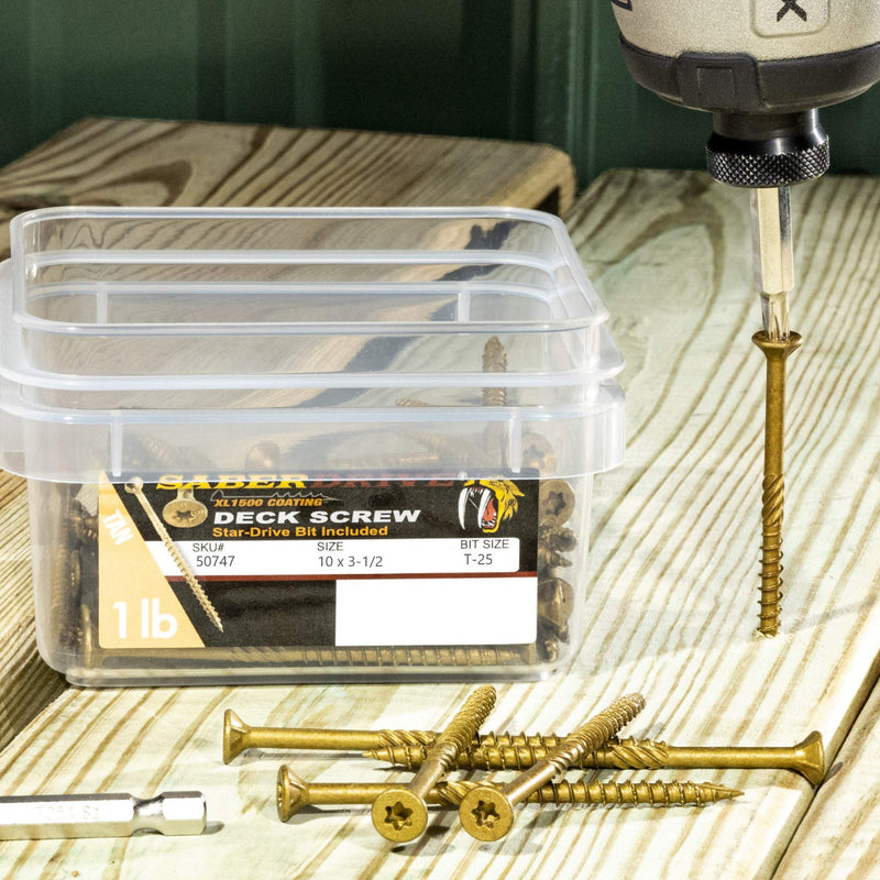 [Australia - AusPower] - #10 x 3-1/2" Saberdrive Tan XL1500 Coated Exterior Star Drive Multi-Purpose Deck Screws 1 LB, Approx. 55 pieces #10 x 3-1/2" 