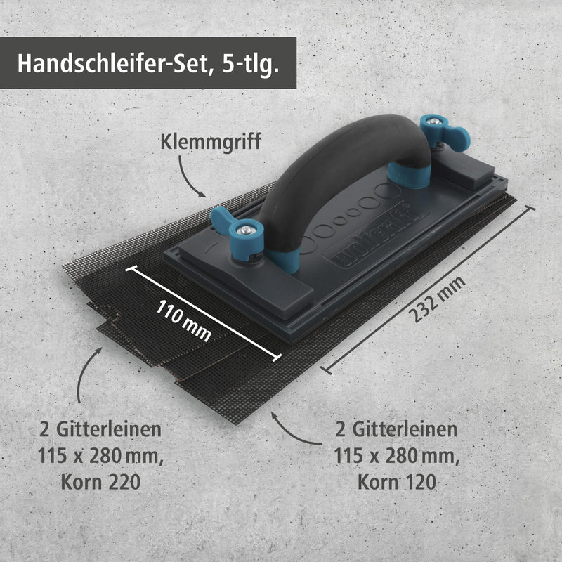 Wolfcraft 8722000 Plasterboard Set Hand sander set, 5 pieces.
