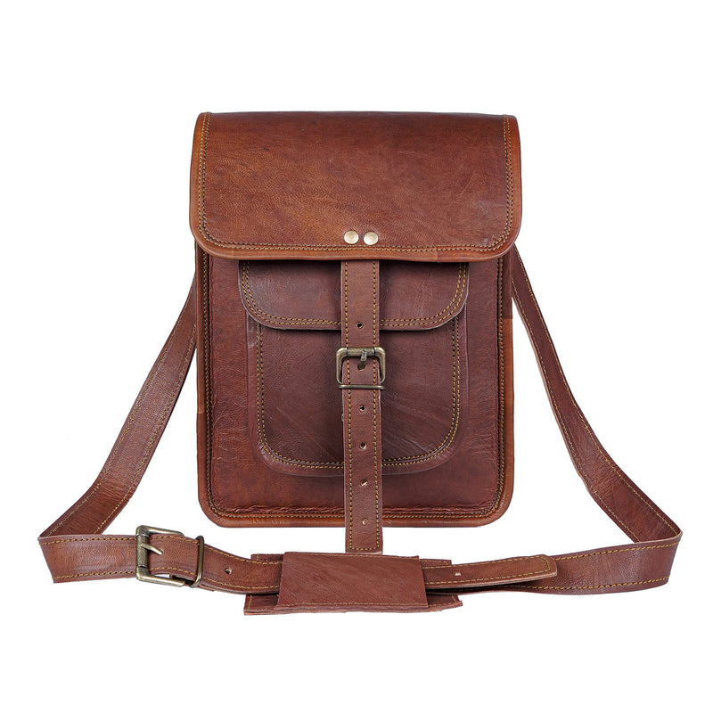 [Australia - AusPower] - 11 inch Small Crossbody Shoulder Genuine Leather iPad/Tablet Vintage Messenger Bag For 10.5 inch iPad Pro for Women & Men Retro 