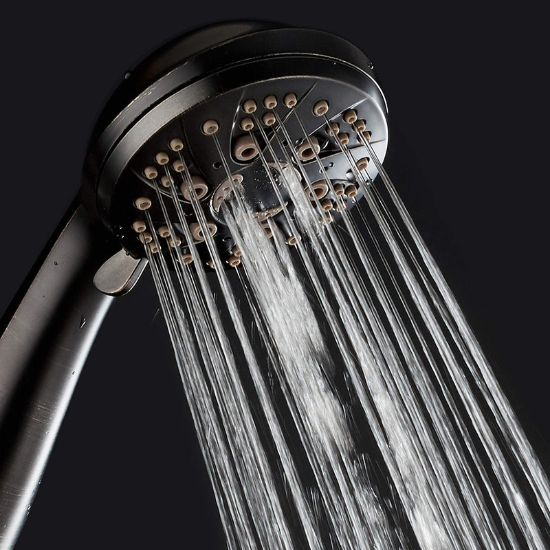 AquaDance High Pressure 6-Setting Hand Held Shower Head with Extra-Long 6 Foot Hose & Bracket – Anti-Clog Nozzles - USA Standard Certified - Top U.S. Brand - OIL RUBBED BRONZE