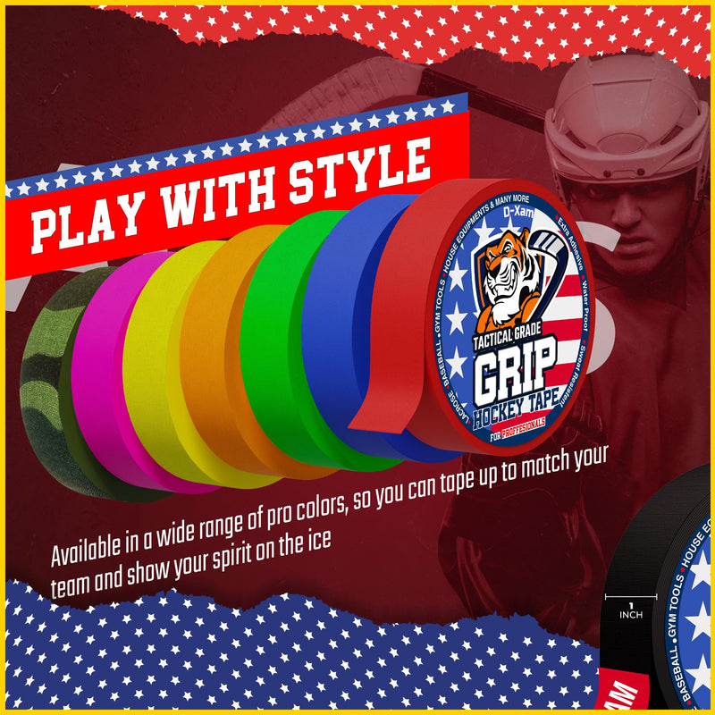 D-Xam Hockey Tape Black Grip Tape 2 Roll Athletic Sports Tape 1inch Multipurpose Cloth Tape for Lacrosse Stick Handles Pullup Bars Tools Fingers Water-Resistan Protect from Scratches Smudges Orange
