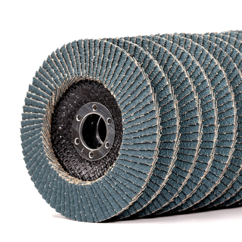 [Australia - AusPower] - Woltersberger® Set of 8 stainless steel flap discs, diameter 125 mm, grain size P40, P60, P80, P120, blue for stainless steel, metal/steel, wood, zirconium coround sanding mop slat discs Set 125 mm zircon 