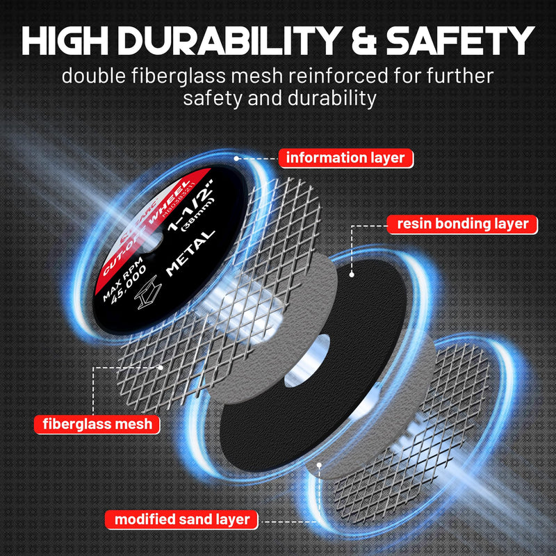 [Australia - AusPower] - EZARC 38 mm Cutting Disc Set - 32 Pieces, Cutting Disc for Rotary Tools, Precise Cuts, for Metal, Aluminium, Steel and More - Includes 2 Mandrels 