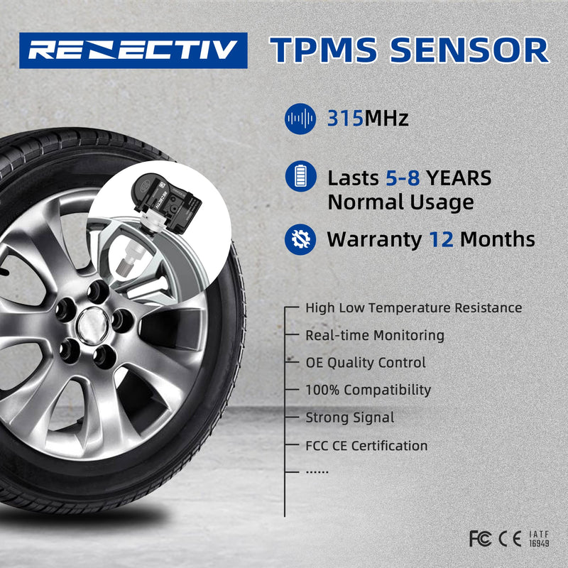 [Australia - AusPower] - TPMS Sensor 4PCS Dodge, 315Mhz Tire Pressure Monitor Sensors Compatible with Dodge Replace OE#56053030AC 68078861AA 56053036AA 56029479AA 56053030AB 56053036AA 56029465AB 4313057L00 52933A5000 