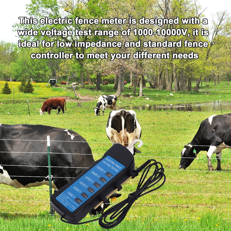 [Australia - AusPower] - Uadme Pasture Fence Tester, Long Term Use, Voltage Tester, Current Meter, Electric Fence, Troubleshooter, Voltmeter, 1000-10000 V with 6 Lamps, for Agricultural Livestock Equipment 