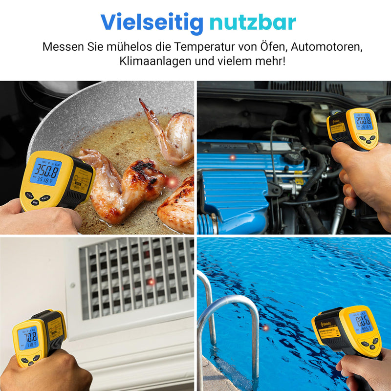 Etekcity Infrared Thermometer -50 ~ +610 °C, IR Pyrometer Temperature Meter | Digital IR Pyrometer Temperature Meter, LCD Lighting (Not for People) for Cooking/Pizza Oven/Freezer/Industry -50 ~ +610°C