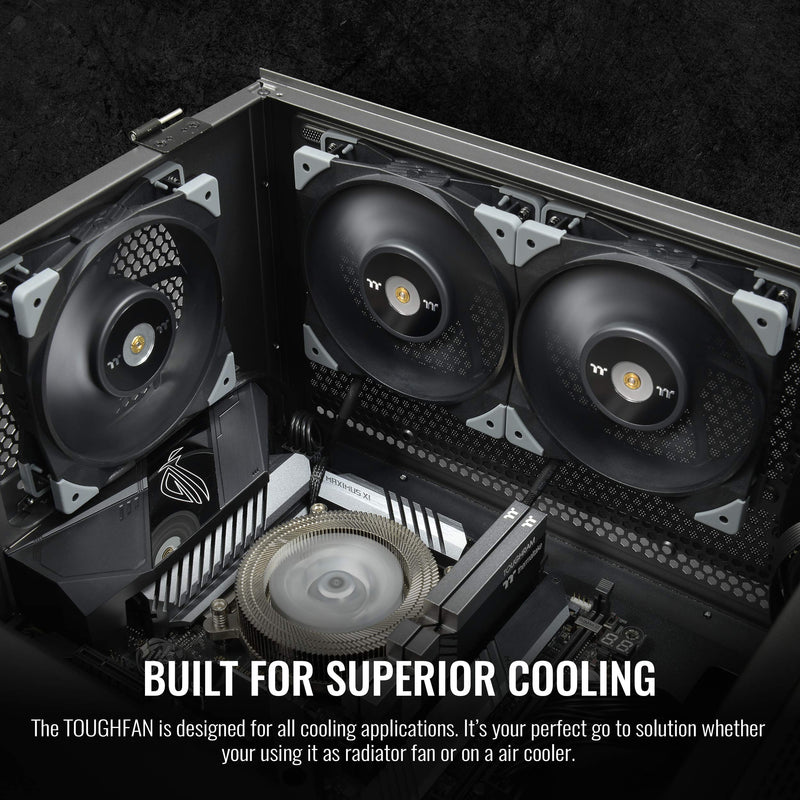Thermaltake ToughFan 12 High Static Pressure 2000 PWM, Metal-Reinforced Motor Hub, Gen.2 Hydraulic Bearing 120mm Case/Radiator Fan (2 Pack) CL-F082-PL12BL-A Black 2 Pack