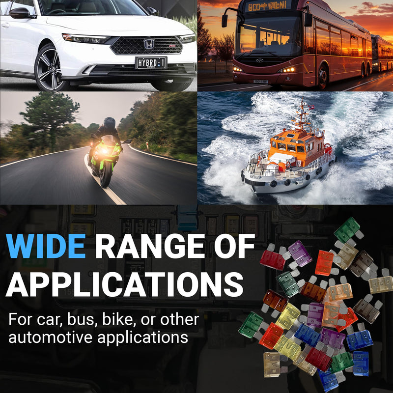 [Australia - AusPower] - Standard ATO/Car Fuse Assortment Kit, 55 Pieces, RV Marin Automotive Blade Fuse, 11 Current Ratings - 2A/ 3A/ 5A/ 7.5A/ 10A/ 15A/ 20A/ 25A/ 30A/ 35A/40 AMP Standard 