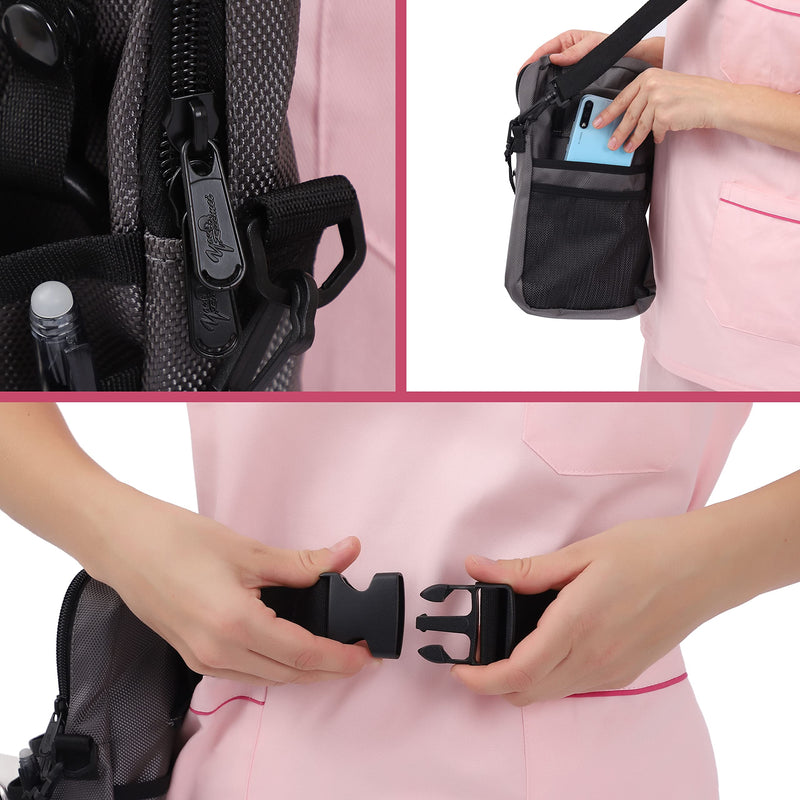 [Australia - AusPower] - Nurse Belt Organizer Pouch,Medical Fanny Pack for Nurses,Nurse Fanny Pack with Stethoscope Holder(YRHS-KB-Grey) Grey 