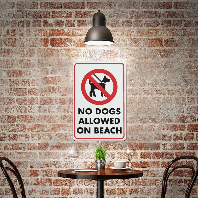 No Dogs Allowed On Beach Sign Outdoor Metal Sign - 12 X 8 Metal Signs For Business, Workplace, Office, Home, Delivery Signs, Road Signs, Garden Signs P402 8x12inch