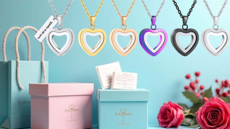Glass Heart Cremation Urn Necklace for Ashes Stainless Steel Memorial Ash Pendant Keepsake Jewelry Cremation Jewelry for Women Silver-Always In My Heart
