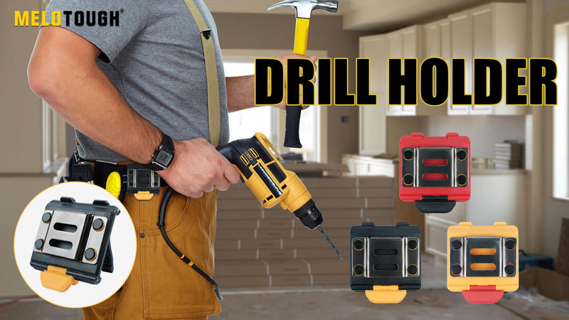 MELOTOUGH black tape measure holder and drill holster with tool belt clip for impact driver and drill