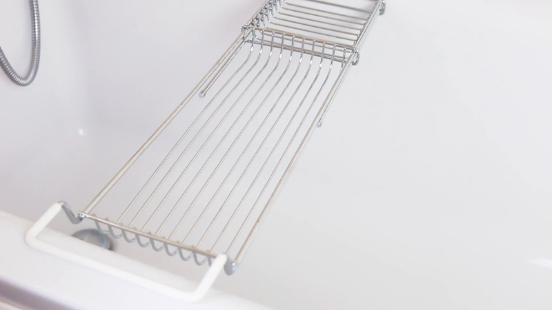 Home Intuition Stainless Steel Expandable Shower Bathtub Tray Over the Clawfoot Tub Bath Caddy 1