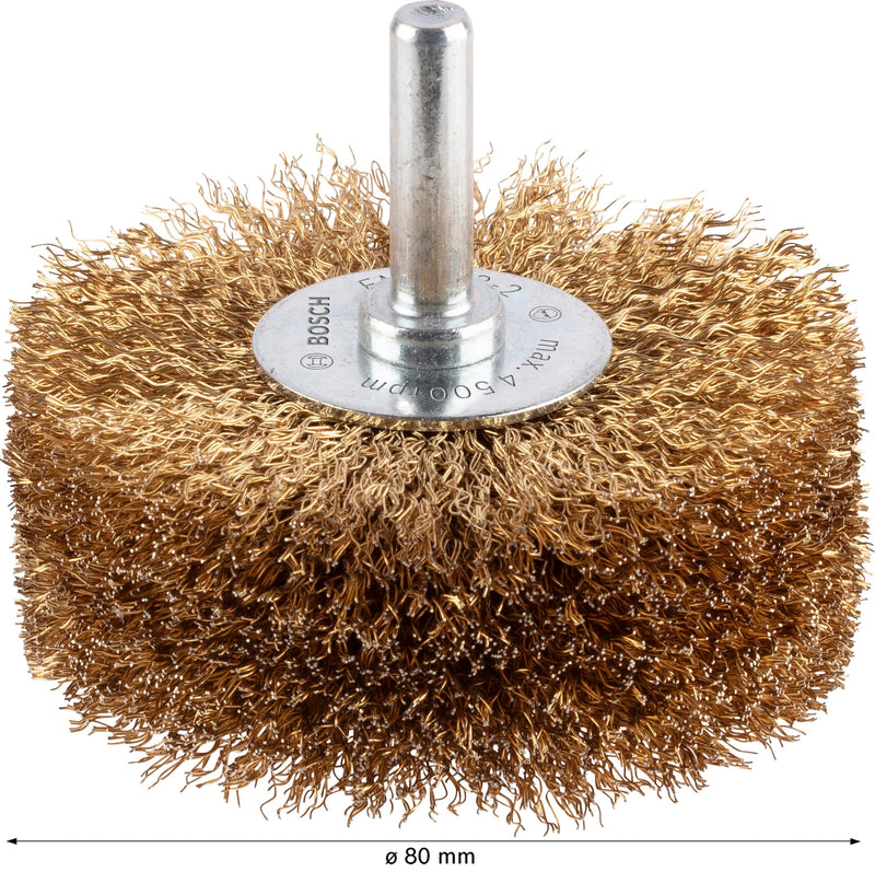 [Australia - AusPower] - Bosch 2608622130 Wire Wheel, Brass-Coated, Silver, 80 mm 